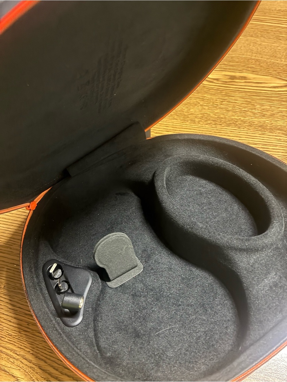 Hard Shell Headphone Case in Black with Orange Trim